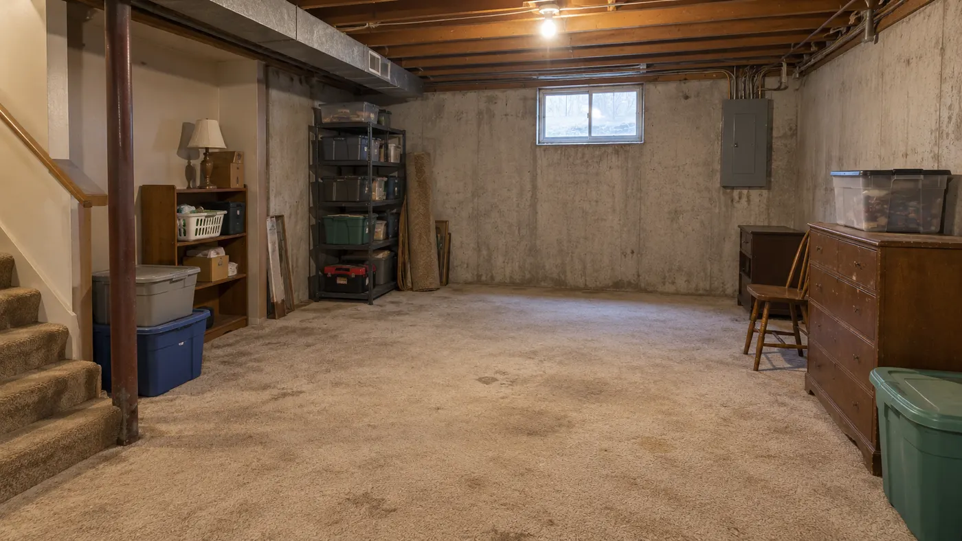 Basement interior design — Modern — before