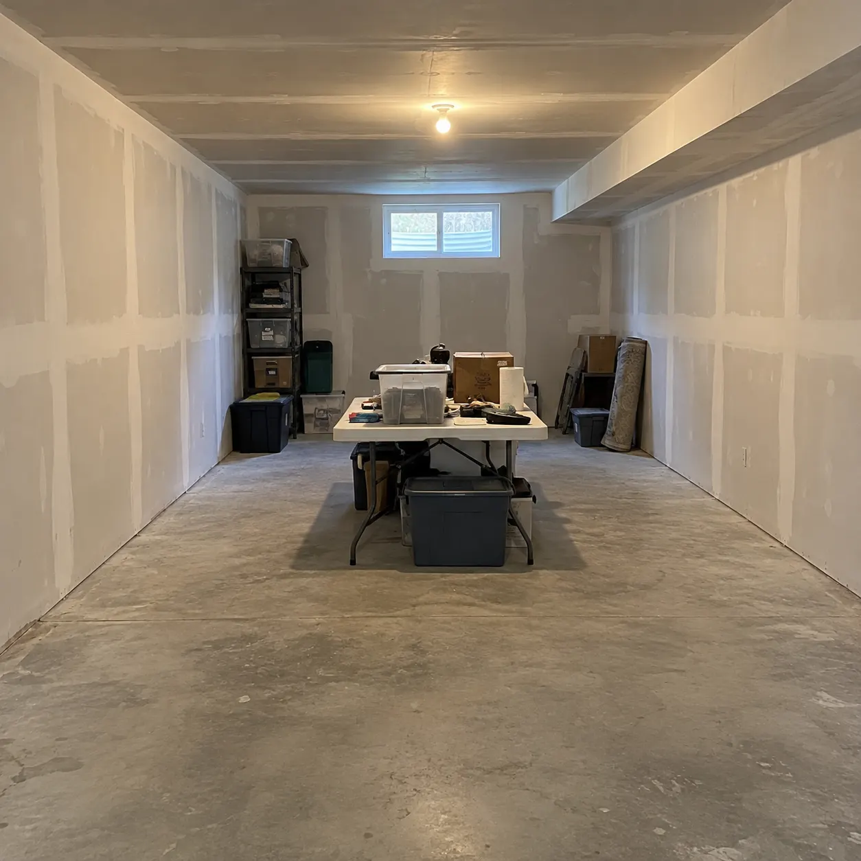 A basement redesigned in a modern style — before