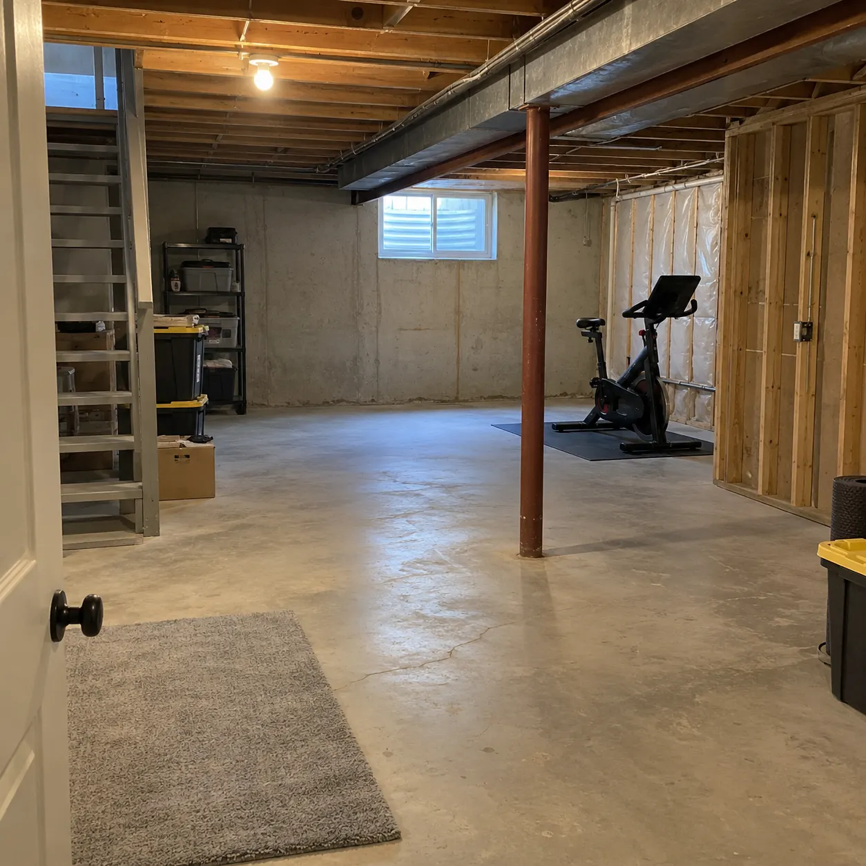 A basement redesigned in a Scandinavian style — before