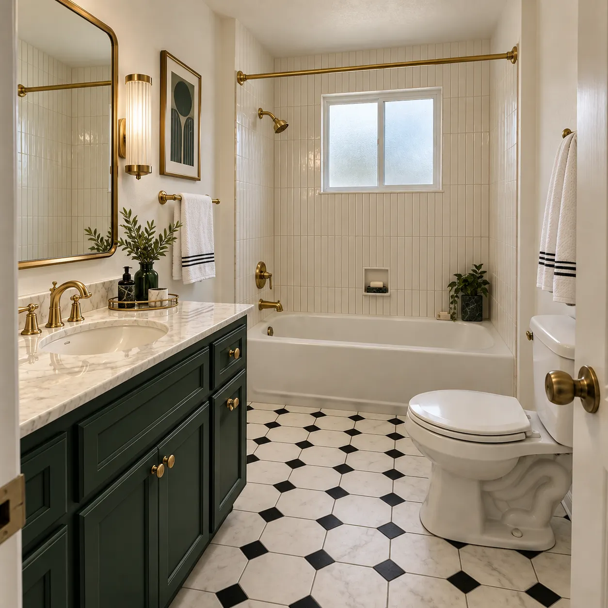 Completed remodel generated on the original bathroom layout