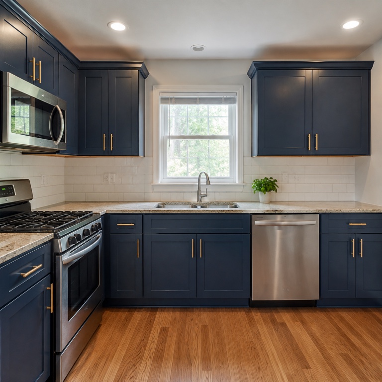 Kitchen cabinets restyled deep navy