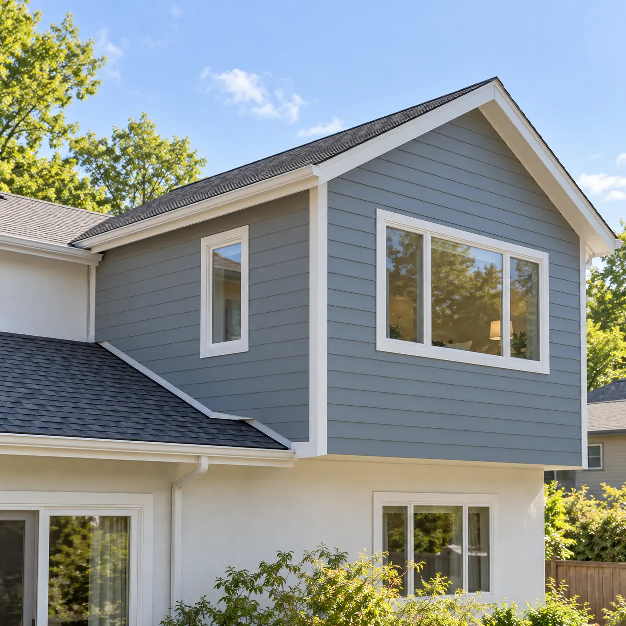 A homeowner’s submitted concept for a second-story bedroom addition: a simple exterior view of the proposed room volume connected to the existing house.