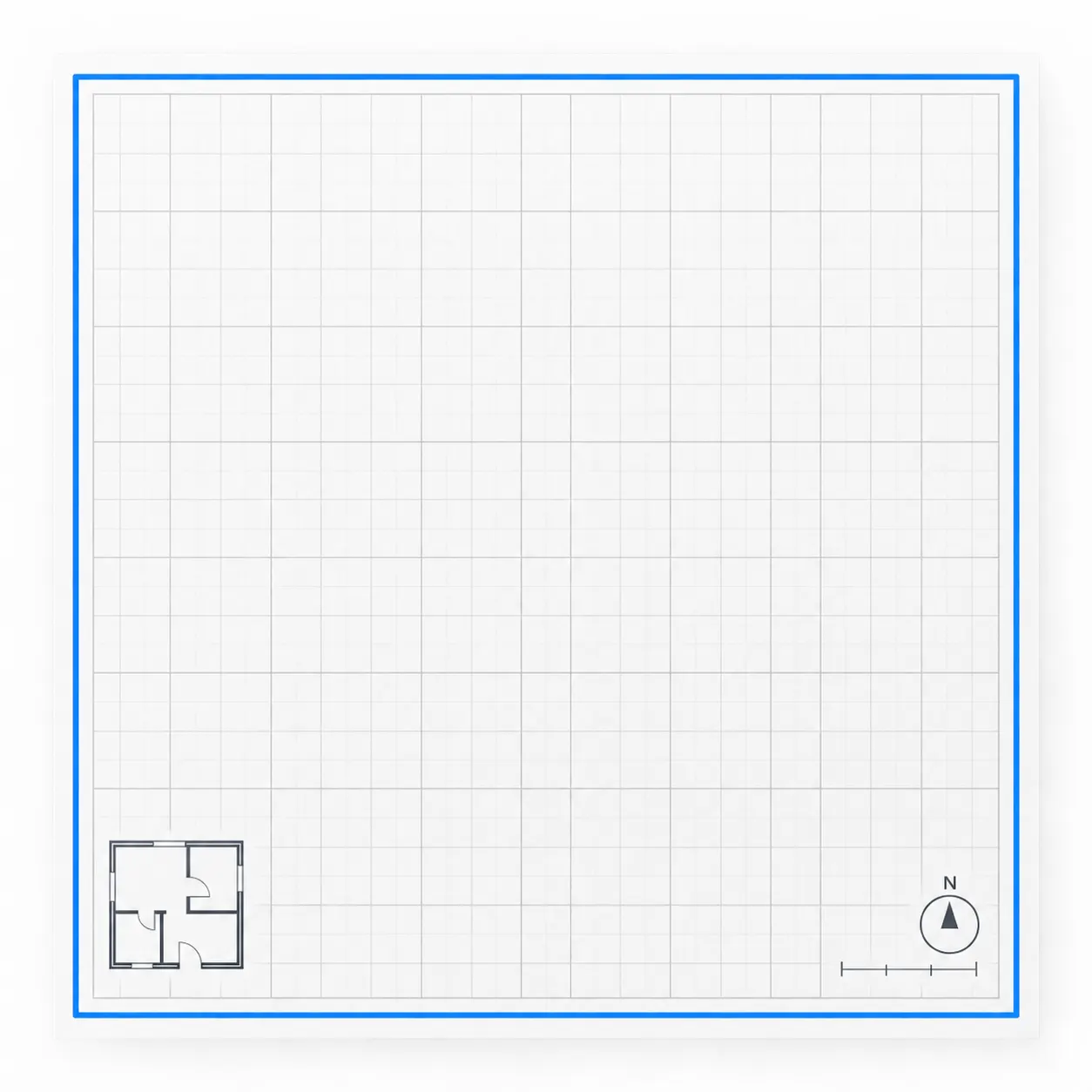 Blank canvas presented as the selected starting point for creating a new house plan.