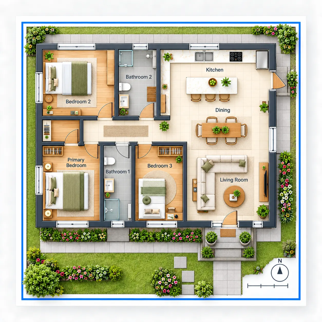 A refined alternative house plan showing a clearer room arrangement and more workable circulation, ready to guide a later professional design conversation.