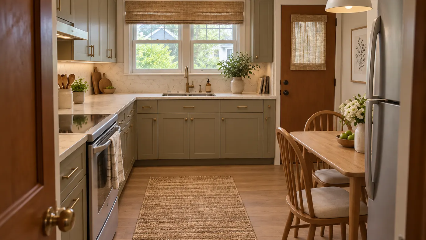 A room shown before and after an interior remodel preview