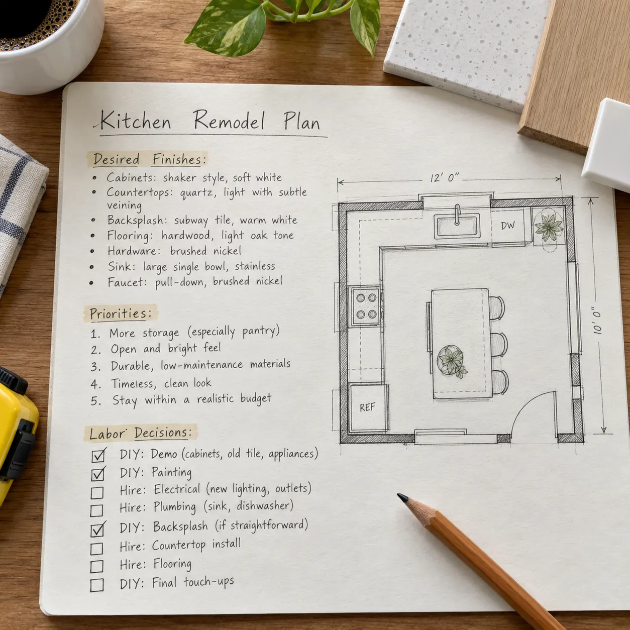 Defining a kitchen remodel project
