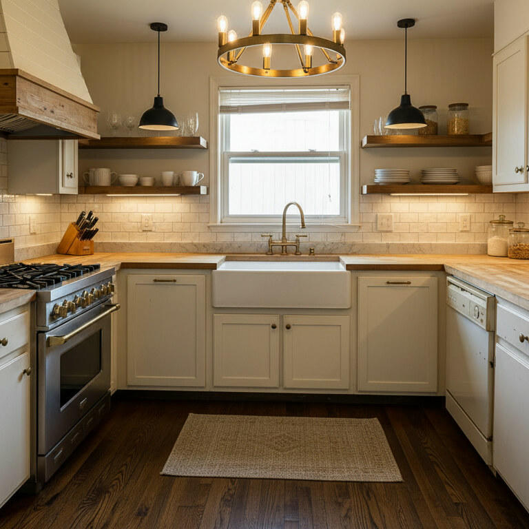 A kitchen redesigned in a clean modern style
