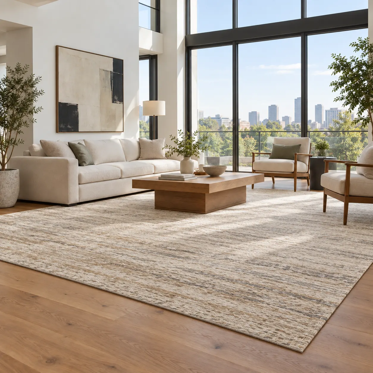 A real room previewed with a rug in place — after