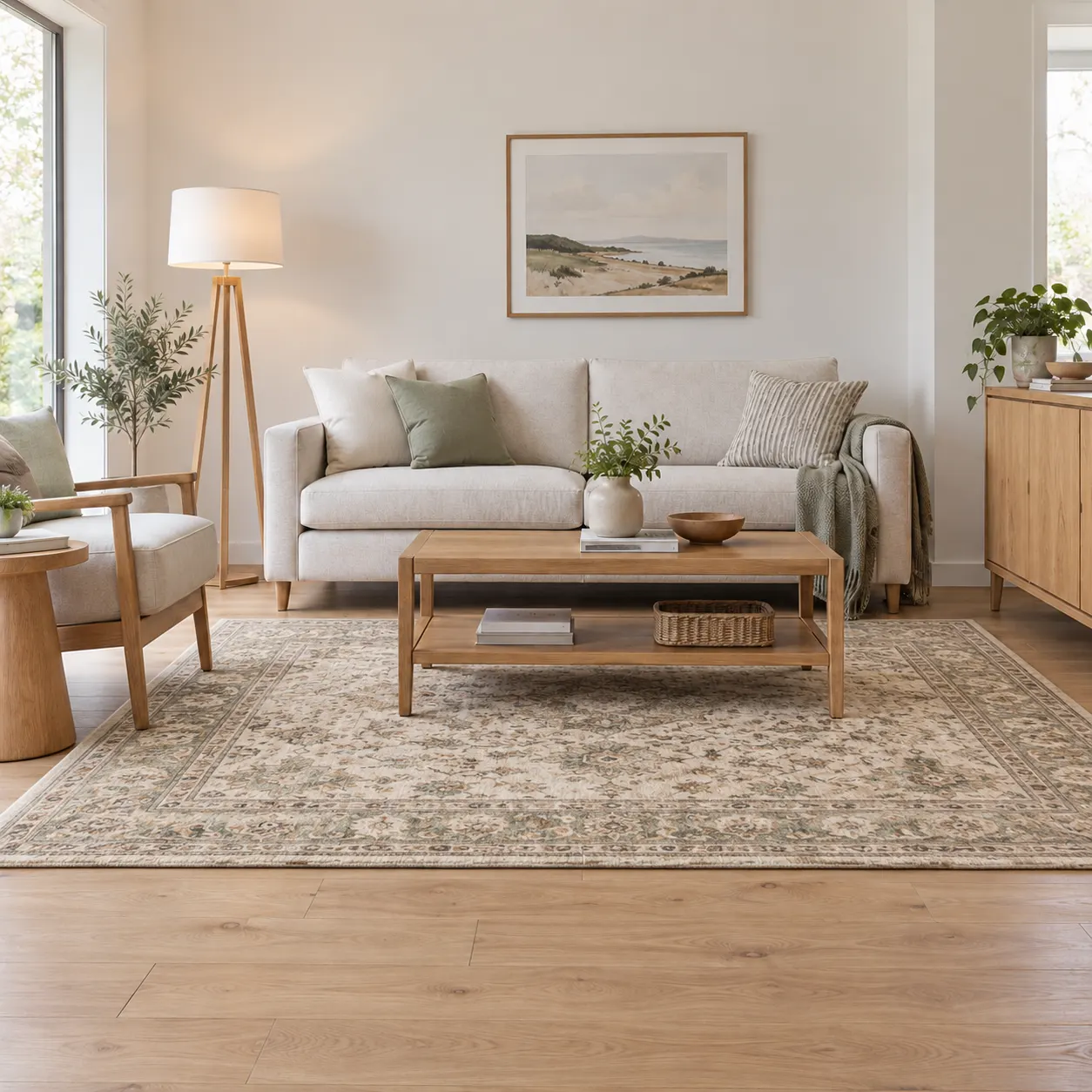Several rug styles compared in the same room — after