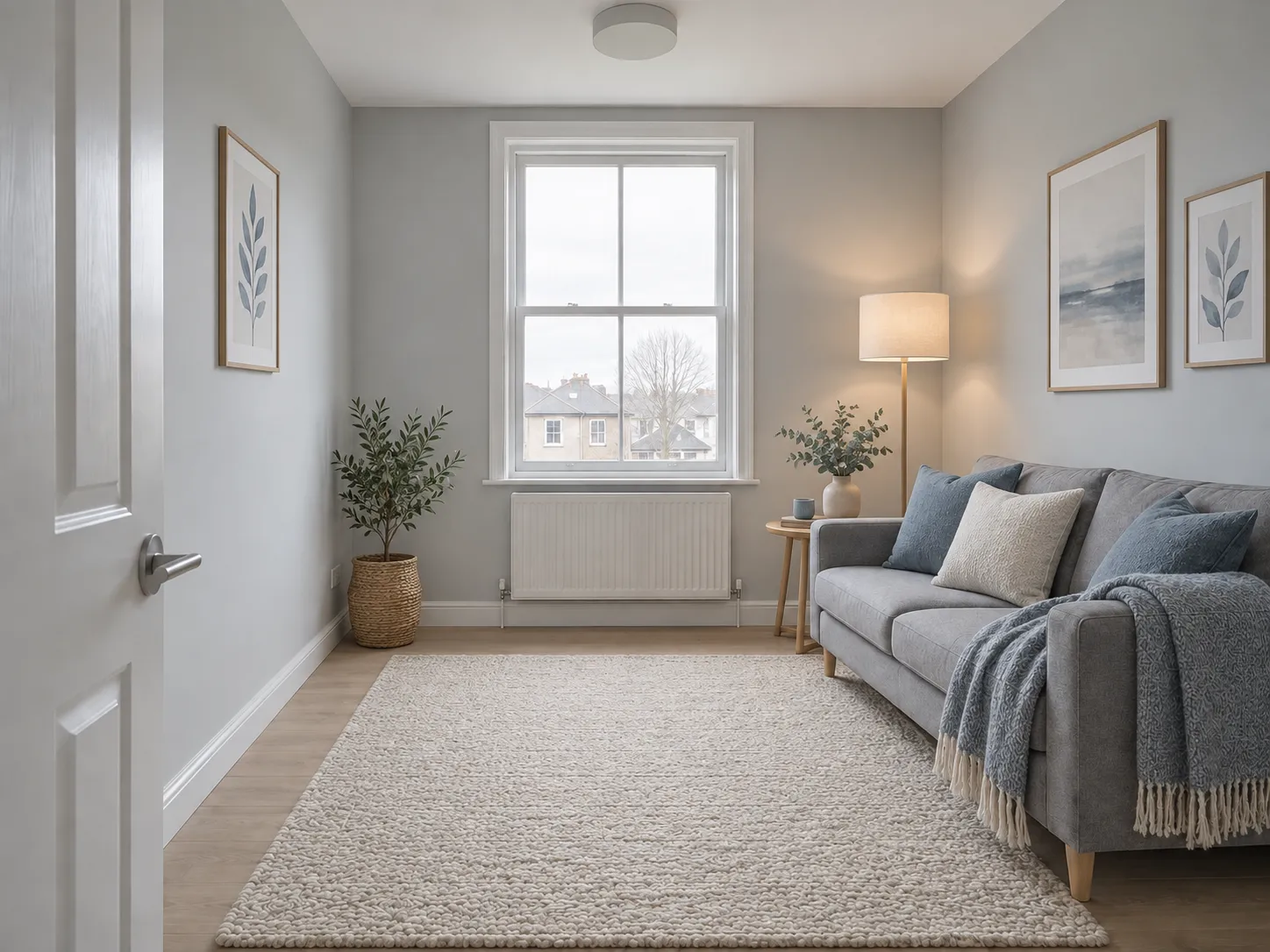 Soft blue and ivory