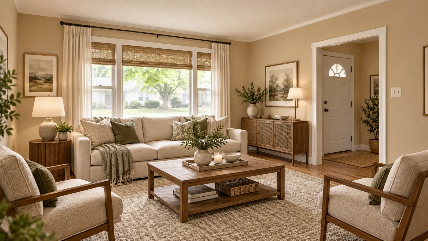Transitional living room — after