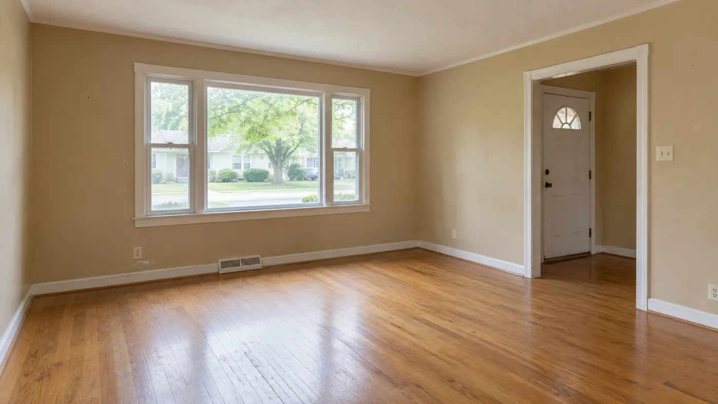 Transitional living room — before