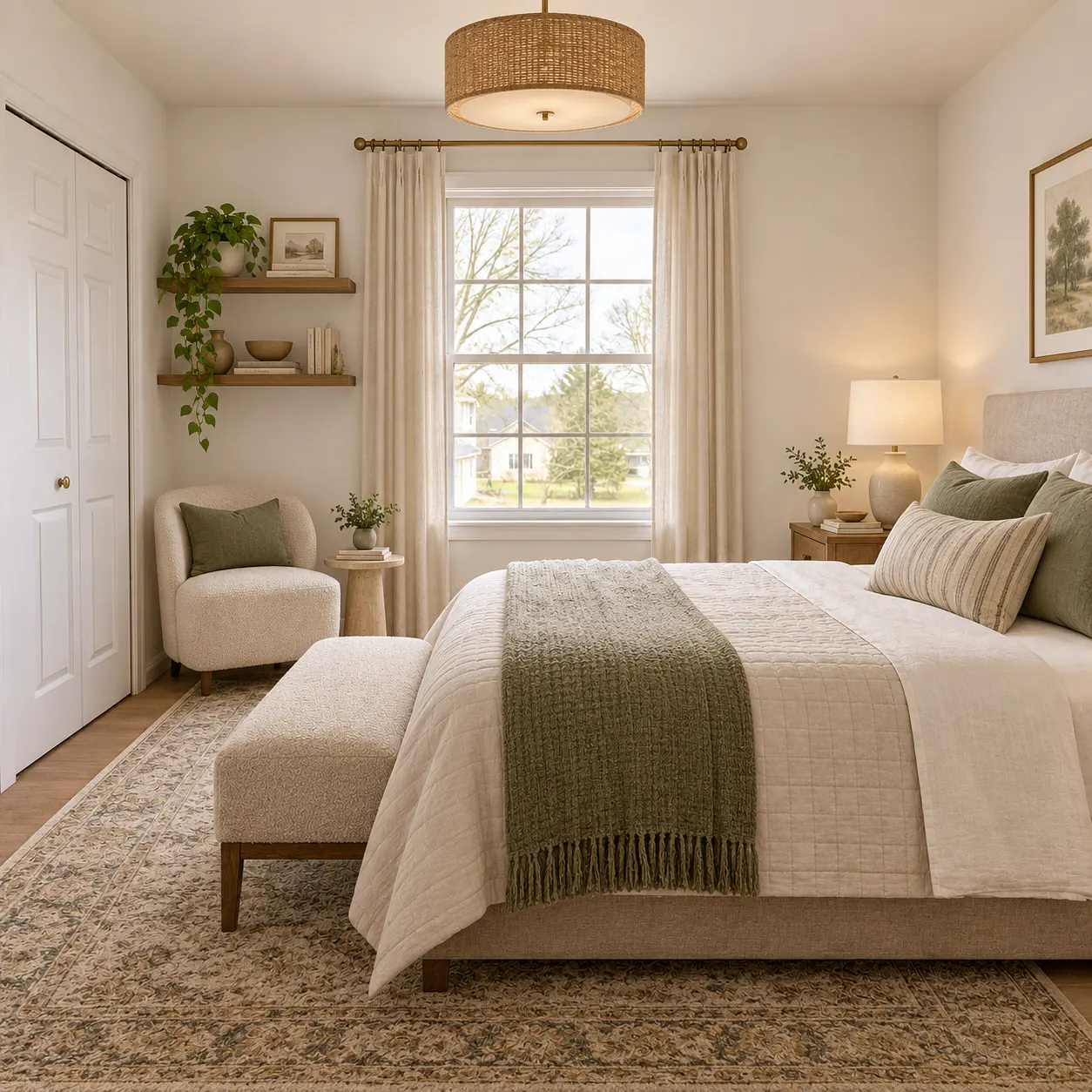A vacant property room furnished while its architecture remains unchanged — after