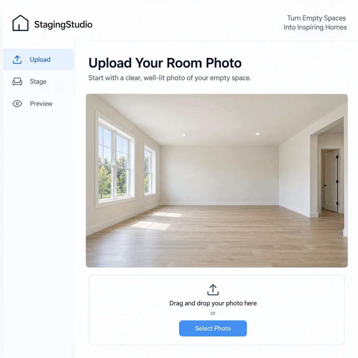 Step 1: Upload the room photo